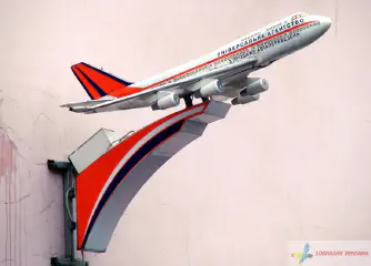 Об'ємно-просторова конструкція літака з внутрішньою підсвіткою вікон салону і проблисковими маячками.