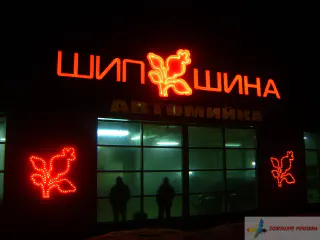 Об'ємні букви Шипшина. Логотипи з діодами і з неоном.