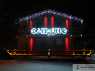 Оформлення кафе Сантіно. Діодні лінійки, діодні прожектора, дюралайт, гірлянди.